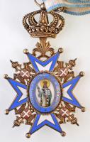 Jugoszlávia ~1935. "Szent Száva Rend középkereszt" aranyozott és zománcozott jelzetlen Ag ...