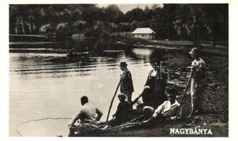 Nagybánya, Baia Mare; Bódi tó, pecások / Lacul Bodi / lake with fishing people