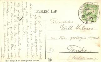 1909 Nagyvárad, Oradea; Bémer tér, villamos, Szigligeti színház. özv. Ernyei S-né kiadása / square w...