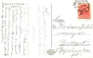 1942 Nagyvárad, Oradea; Bémer tér, villamos, Általános Hitelbank, Drogueria, Sorsjegyáruda, Fazekas ...