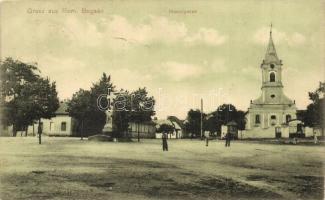 1908 Boksánbánya, Románbogsán, Bocsa; Fő utca, templom / Hauptgasse / main street, church (Rb)