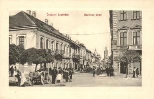 Szatmárnémeti, Szatmár, Satu Mare; Kazinczy utca, Fonciere biztosító, Scheiber üzlete. Hollósi felvétele / street, shops, insurance company