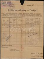 1922 Bp., Fuvarlevelek, 2 db, okmánybélyegekkel, szakadással