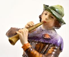 cca 1950 Rudolf Kämmer Volkstedt zenélő figurák ( 3db), kézzel festett, jelzett, csorba lepattanás n...