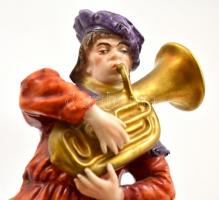 cca 1950 Rudolf Kämmer Volkstedt zenélő figurák ( 3db), kézzel festett, jelzett, csorba lepattanás n...