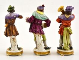 cca 1950 Rudolf Kämmer Volkstedt zenélő figurák ( 3db), kézzel festett, jelzett, csorba lepattanás n...