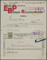 1909-1912 2 db díszes fejléces számla (Brünn Miksa Bőrgyári és Bizományi Raktár, Első Pancsovai Bőrg...