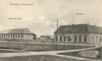 1910 Újszentes, Vadászerdő, Dumbravita, Santesti; (Temesvár); állami elemi iskola, községháza. Féhn A. Béla kiadása / school, town hall