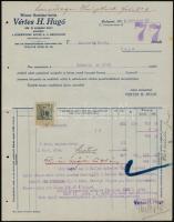 1912-1931 3 db fejléces számla és levélpapír (Budapesti Mészárosok, Wolfner Gyula és Társa, Vértes H...