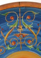 Zsolnay fali dísztál, azonosítatlan (heraldikailag hibás) püspöki címerrel, kézzel festett, jelzett,...