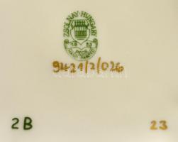 Zsolnay pillangó mintás porcelán ékszerdoboz, kézzel festett, jelzett, hibátlan, 10×10×6 cm