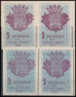 Székesfehérvár 1916 2 db fordított képállású négyescsík, az egyik gépszínátnyomattal, a másikon söté...