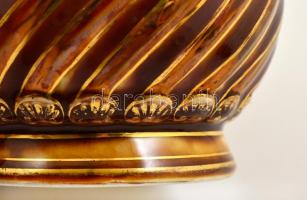 cca 1890 Zsolnay váza, kézzel festett porcelánfajansz, jelzett (TJM), formaszám:3088, apró kopás nyo...