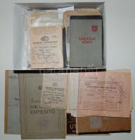 Igazolványok, bizonyítványok, levelek, nyomtatványok kis tétel 1900-1980-ig