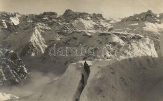 Monte Piana (Piano), első világháborús osztrák-magyar katonák az olasz front hegyi állásánál / WWI Austro-Hungarian K.u.K. soldiers, trenches at the Italian front, in the mountains, photo