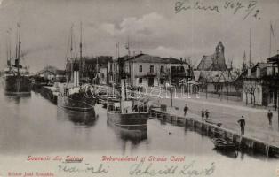 1907 Sulina, Debarcaderul si Strada Carol / port with ships, Watson and Youell shipping house. Jani Xenakis (EK)