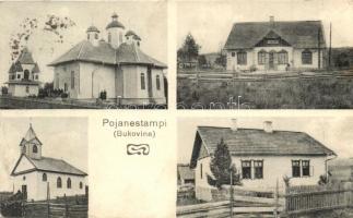 1915 Poiana Stampei, Pojanestampi (Bukovina, Bukowina); wooden church, railway station