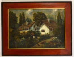 Tornyai jelzéssel: Öntöző asszony. Olaj, vászon, jelzett, keretben, 50×70 cm