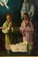 Barta Ernő (1878-1956): Jézus születése. Olaj, vászon, jelzett, keretben, 80×60 cm