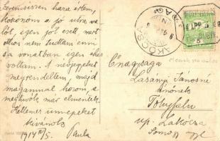 1914 Boldog húsvéti ünnepeket / Easter. Stoff-Reproduktion style art postcard from the Viennese text...