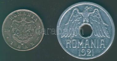 Románia 1900. 1B T:3 + 1921. 25B T:3