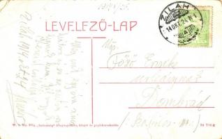 Zilah, Zalau; Kossuth tér, Vigadó kávéház és étterem, piaci árusok. W. L. Bp. 2320. Kiadja a Szövets...