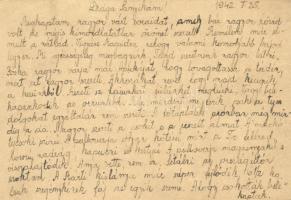 1942 Bielitz Sándorné levele férjének Bielitz Sándor úr zsidó 105/4. IV. sz. KMSZ-nek (közérdekű mun...