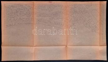 cca 1950 Tabán 1900 kr. állapotának, nagyméretű, 6 szelvényből álló részletes térképe, kutatási célo...