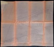 cca 1950 Tabán 1900 kr. állapotának, nagyméretű, 6 szelvényből álló részletes térképe, kutatási célo...