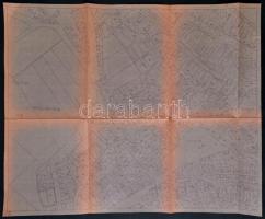 cca 1950 Tabán 1900 kr. állapotának, nagyméretű, 6 szelvényből álló részletes térképe, kutatási célo...