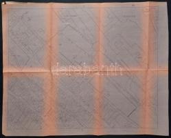 cca 1950 Tabán 1900 kr. állapotának, nagyméretű, 6 szelvényből álló részletes térképe, kutatási célo...