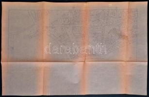 cca 1950 Tabán 1900 kr. állapotának, nagyméretű, 6 szelvényből álló részletes térképe, kutatási célo...