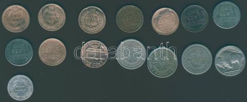 USA kis tétel 1891-1970. 1c (10x) 9klf évszámmal, 5c (4x) mind klf évszámmal, 1d (1x) T:2/3,3 Többny...