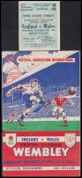 1952 Anglia-Wales, 1952. nov. 12. labdarúgó mérkőzésének prospektusa, és eredeti belépőjegye, angol nyelven, kijáró lapokkal