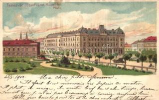 1900 Temesvár, Timisoara; Józsefváros, Küttel tér. Corvina könyvkereskedés kiadása / Platz / Iosefin, square. litho