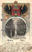 1902 Riga, Kaiserl. Graten Allee / park promenade. H. Ussleber & Ottomar Grünwaldt & Co., coat of arms Art Nouveau, litho (EK)