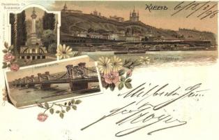 1898 (Vorläufer!) Kiev, Nicholas chain bridge, Monument to St. Vladimir. S. Kuljenko floral, litho