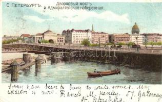 1900 Saint Petersburg, Palace Bridge and Admiralty Embankment. Emb. litho (EK)