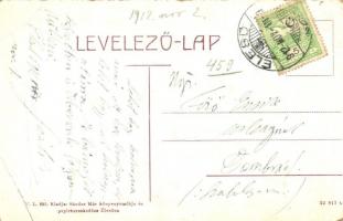 Élesd, Alesd; Kossuth tér, Klein Bernát, Jakabfi Jakab üzlete, pavilon kúttal, Sándor Mór nyomdája é...