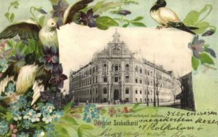 1903 Szabadka, Subotica; M. kir. tanítónőképző intézet. Szecessziós litho keret madarakkal / teachers training institute. Art Nouveau litho frame with birds