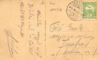 1915 Mándok, malom, tó és katolikus templom. Plaschil Róbert kiadása