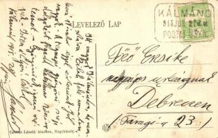 1915 Kálmánd, Camin; Fő utca és templom. Csókás László kiadása / main street with church (fa)