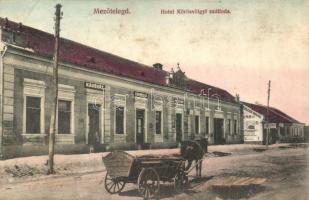 1915 Mezőtelegd, Tileagd; Körösvölgyi szálloda, kávéház és vendéglő, bor és sör csarnok, sörgyári raktár, fűszer és vaskereskedés / hotel, cafe and restaurant, beer and wine hall, brewery's warehouse, shop (EK)