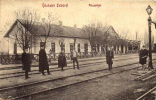 1910 Zsibó, Jibou; vasútállomás. W.L. Bp. 6081. Czenk György utódai kiadása / Bahnhof / railway station (EK)