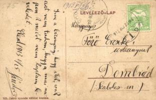 1913 Zsibó, Jibou; Takarékpénztár új épülete, Borbándy Gyula üzlete. Zsibói nyomda vállalat kiadása ...