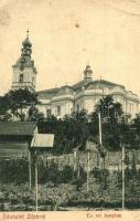 1910 Zilah, Zalau; Református templom, szőlőskert. W. L. Bp. 2325. Szövetség könyvnyomda kiadása / Calvinist church, vineyard (EB)