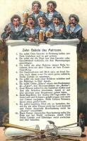 Zehn Gebote des Matrosen / Ten commandments of the mariners. K.u.K. Kriegsmarine, mariners humorous art postcard. C. Fano Pola Nr. 13. s: Ed. Dworak