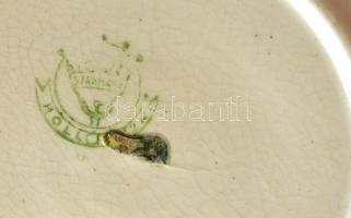 Hollóházi (Szakmáry) antik humoros tálka "Pislog mint a miskolci kocsonyában a béka" felir...