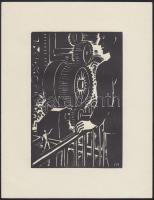 Frans Masereel (1889-1972): Műszakváltás a gyárban, fametszet, papír, jelzett a metszeten, 16x11 cm