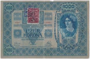 1902. 1000K csehszlovák bélyeggel T:III kis anyaghiány